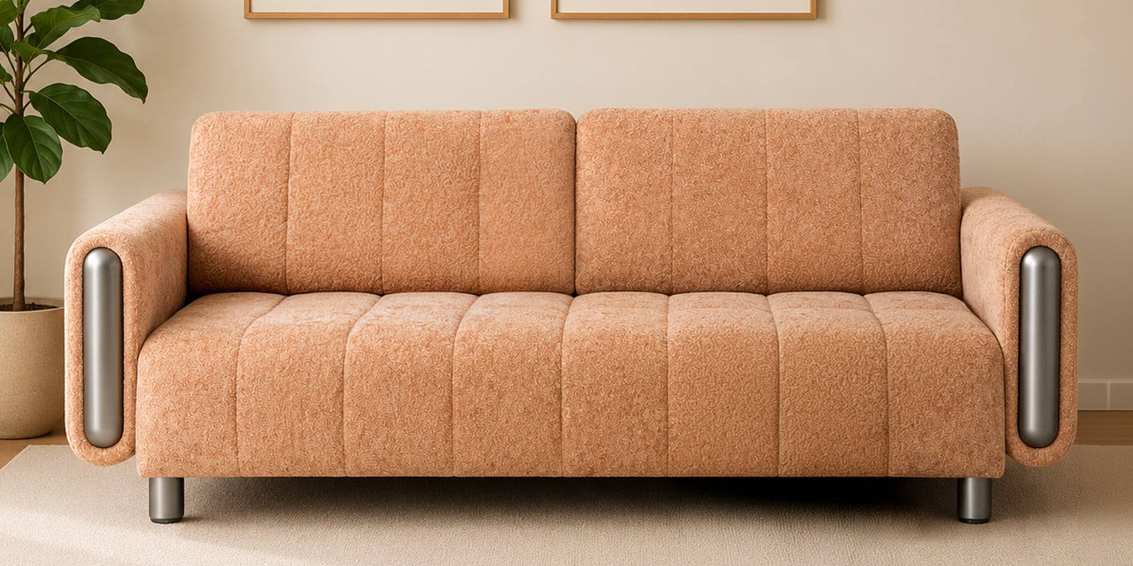 Diamond 3 Seater Sofa In Orange Color