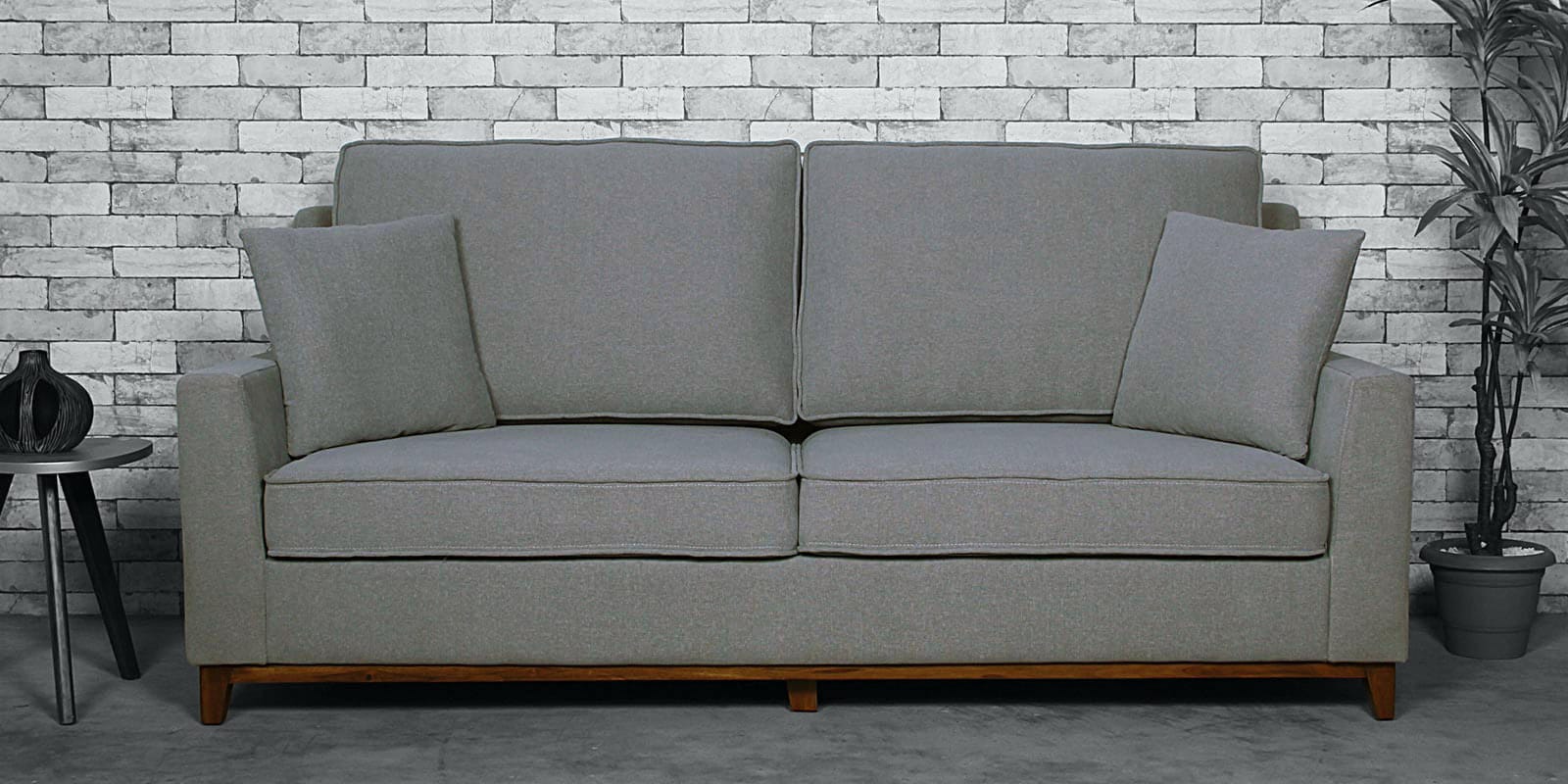 Buy Diego Fabric 3 Seater Sofa In Ash Grey Colour At 4% OFF By ...