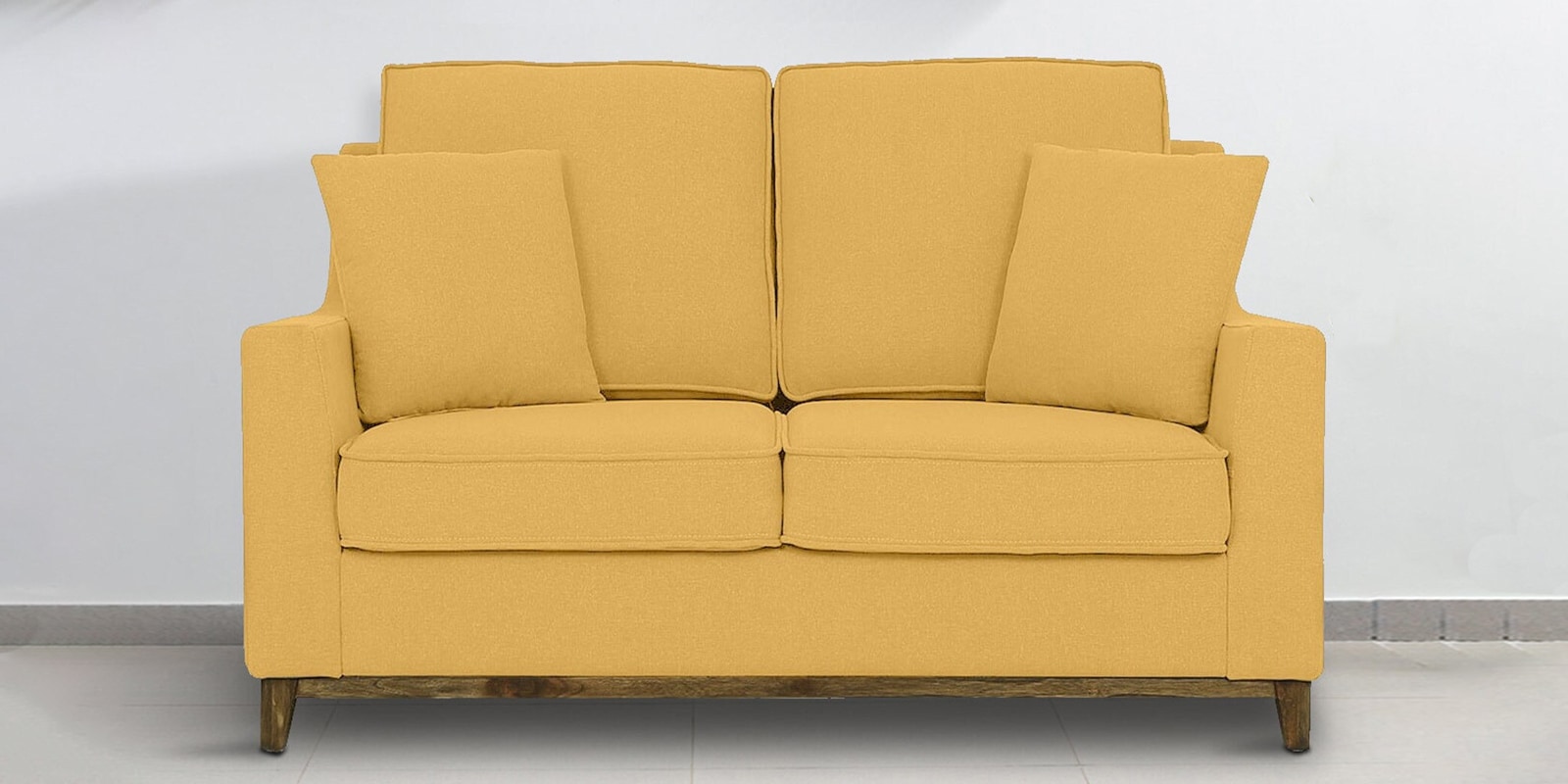 Diego Fabric 2 Seater Sofa In Camel Yellow Colour