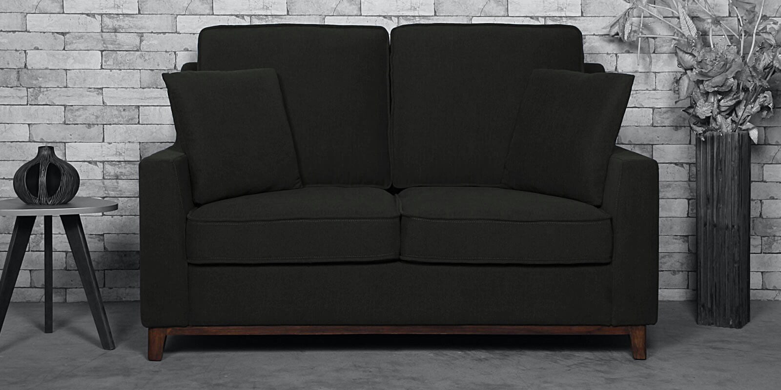 Diego Fabric 2 Seater Sofa In Charcoal Grey Colour