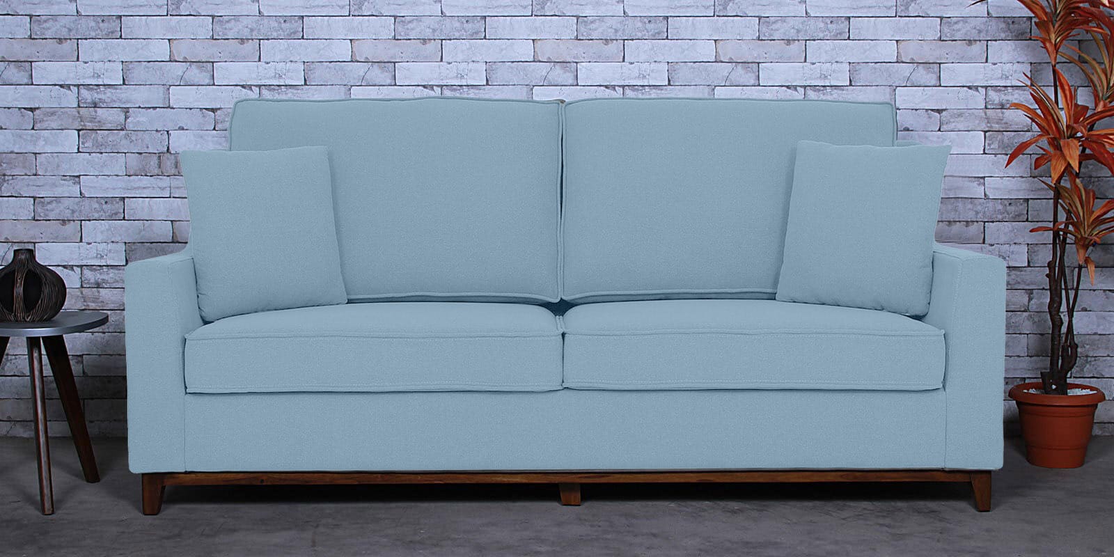 Diego Fabric 3 Seater Sofa In Ice Blue Colour