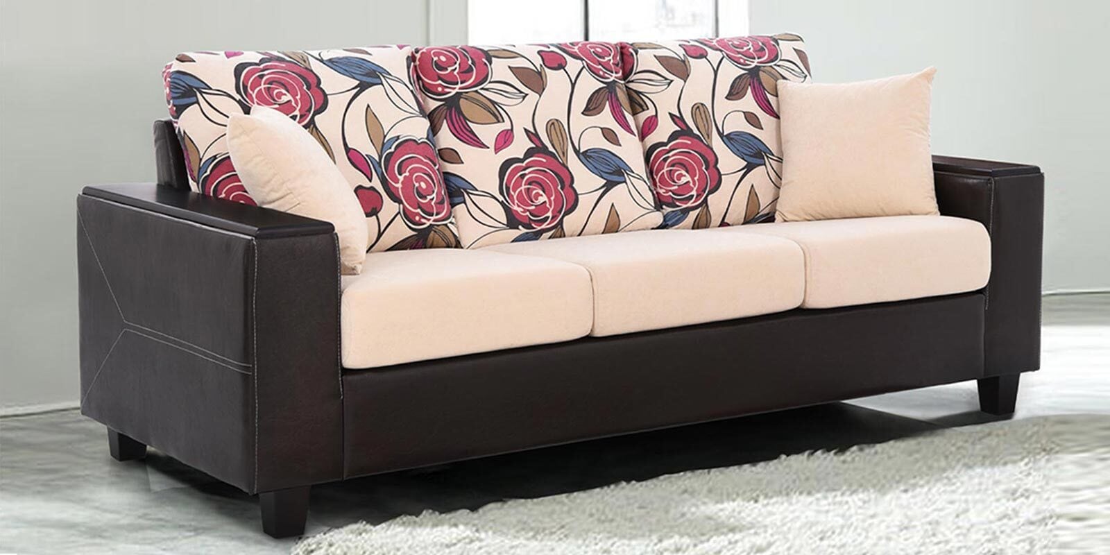 Revive Fabric 3 Seater Sofa in Brown Color