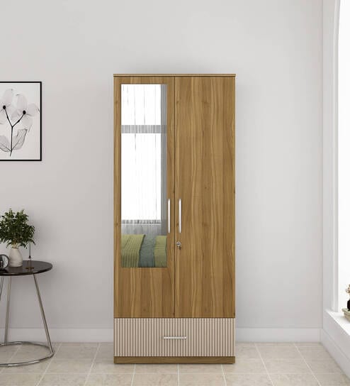 Diago 2 Door Wardrobe In Natural Teak Finish