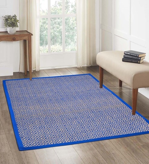 Blue Diamond Jute & Cotton Woven 5X7 Ft Carpet
