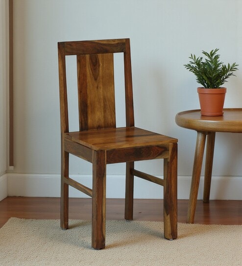 Diamond Sheesham Wood Dining Chairs Provincial Teak Finish (Set Of 2)