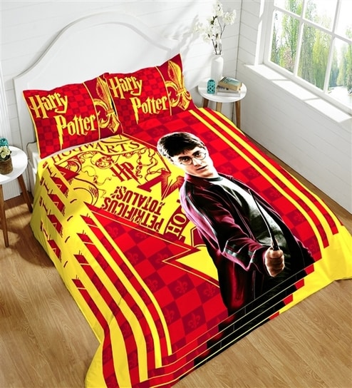 Buy Harry Potter Multicolour 100 Cotton Double Size Bedsheet With