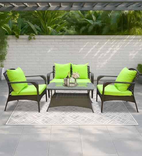 Dijon Wicker 2+1+1 Sofa Set  In White Color