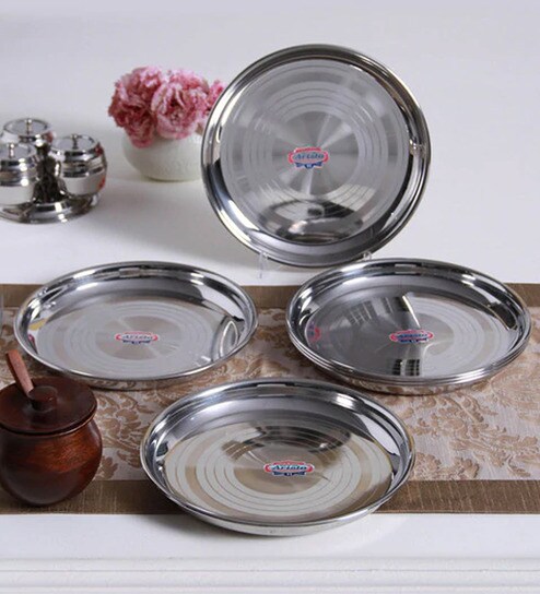 Buy Dinner Plates Steel Thali 6 Pcs Set 23cm By Aristo Online