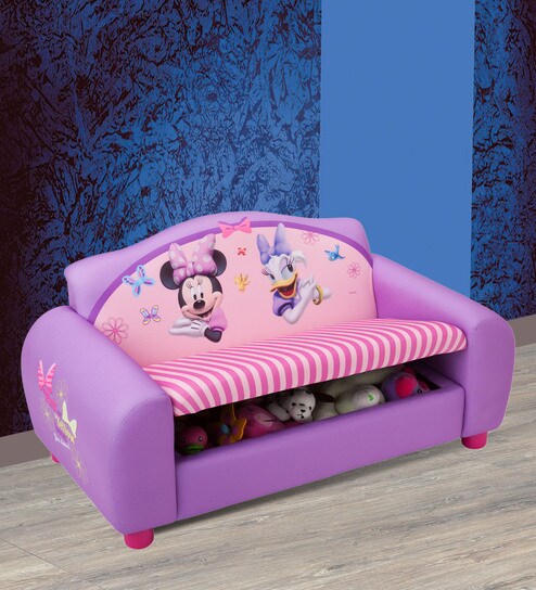 Disney Minnie Mouse Hardwood Upholstered Sofa In Purple Pink By Cot Candy