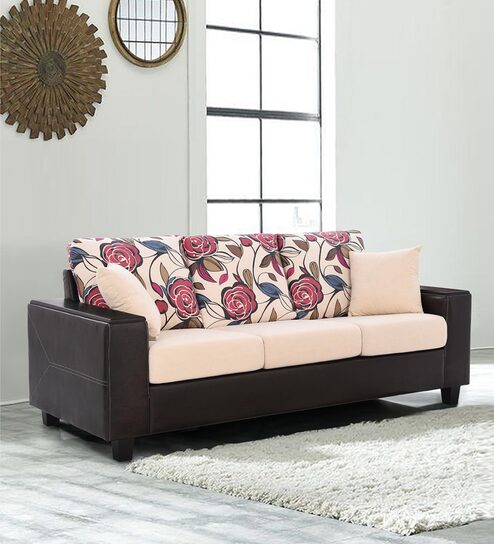 Revive Fabric 3 Seater Sofa in Brown Color
