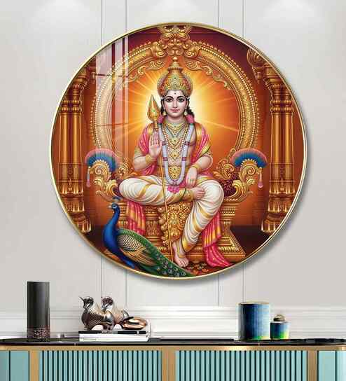 Divine Lord Murugan Acrylic Round Wall Art