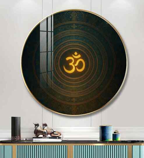 Divine Radiance Om Acrylic Round Wall Art
