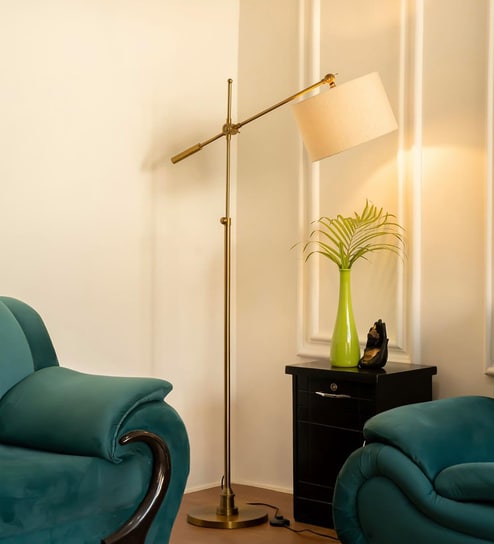 Divine Trends Modern Reading Task Floor Lamp Standing Focused Light Adjustable Height and Moveable Brass Antique finish