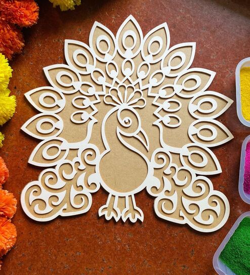 Diwali Rangoli Stencil Mat for Door Entrance Decoration - 12 Inch