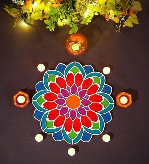Diwali Rangoli Stencil Mat for Door Entrance Decoration - 12 Inch