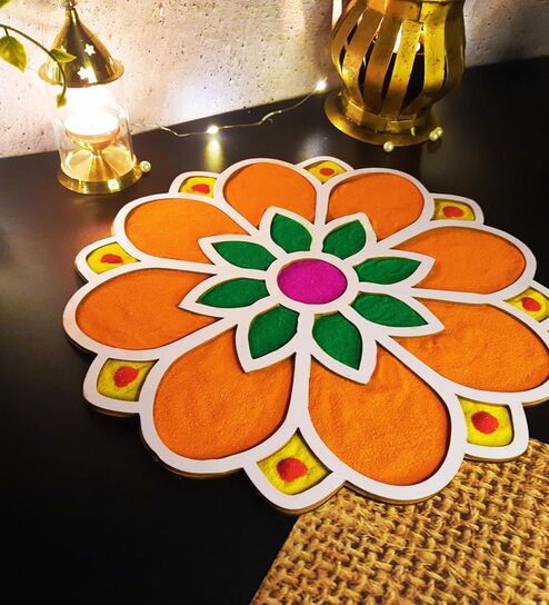 Diwali Rangoli Stencil Mat for Door Entrance Decoration - 12 Inch