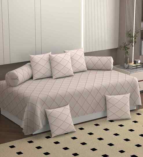 Pink 250 Tc Cotton Bedsheet With 2 Booster Covers And 5 Cushion Covers
