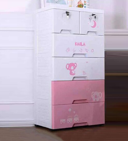 Buy Karla Six Shelves Unisex Chest Of Drawers In White Pink By
