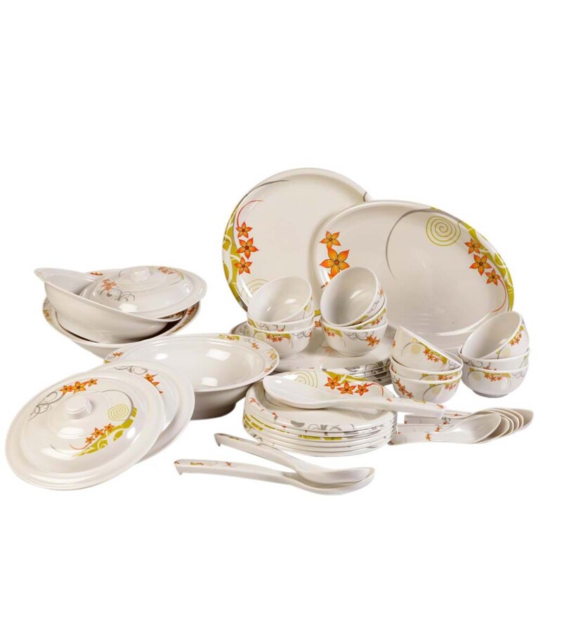 Buy Diamond Crockery Floral Melamine Dinner Set Of 40 Pcs Online