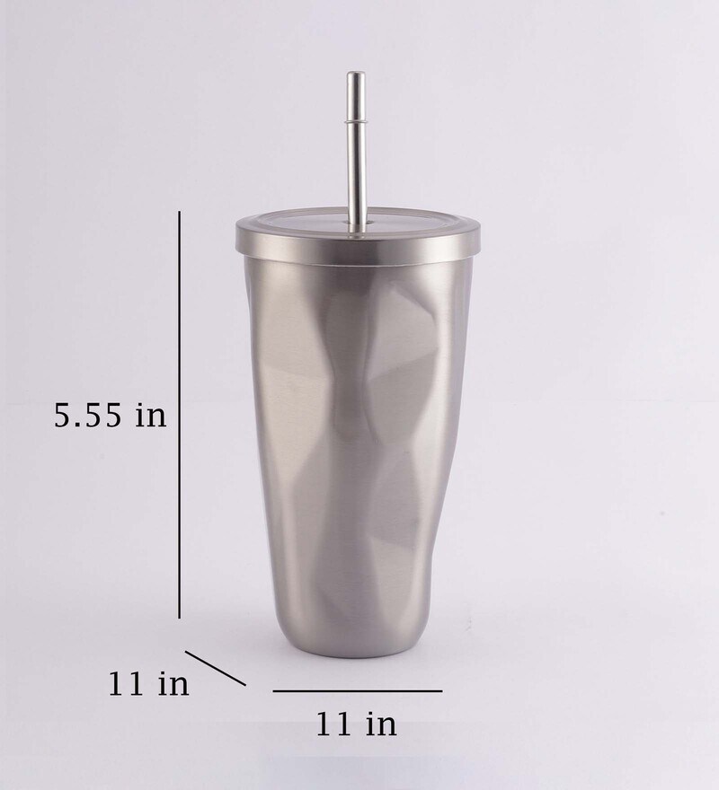 Buy Diamond 700ml Metal Tumbler with Straw by The Decor Mart Online