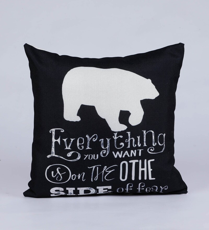 Buy Digital Printed Jute Slogan Pattern 12x12 Inch Cushion Covers (Set