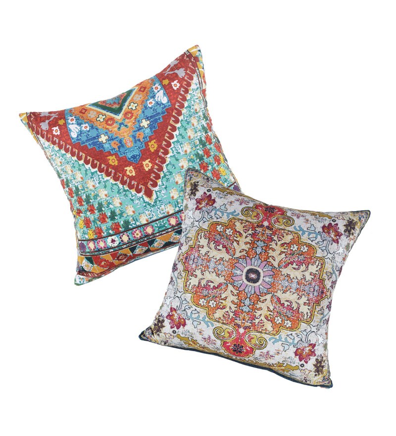 Buy Digital Printed Reversible Velvet 18 x 18 Inch Cushion Covers (Set
