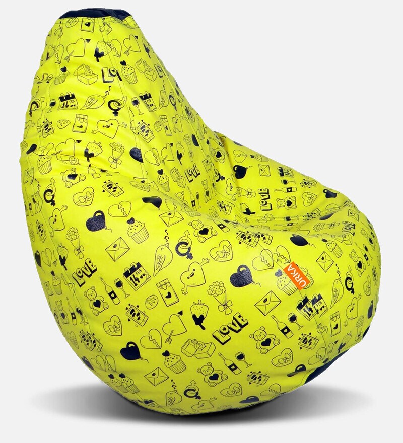 Buy Digital Printed XXL Bean Bag with Beans in Yellow Colour by Orka Online Gaming Bean Bags