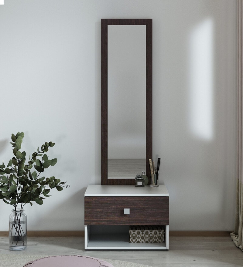 white and brown dressing table