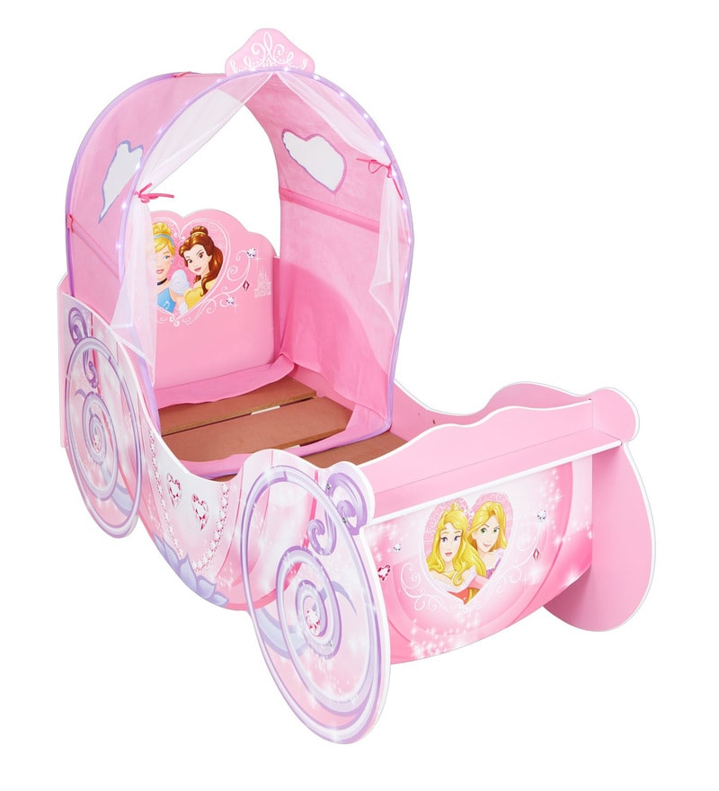 Buy Disney Princess Carriage Toddler Bed with Light up Canopy in Pink ...