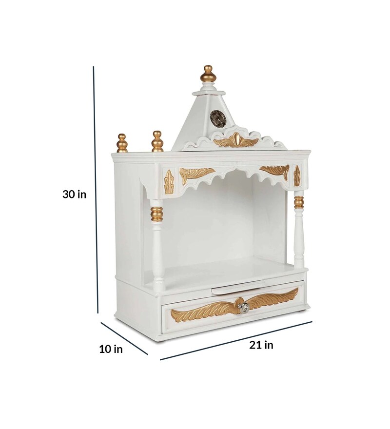 Buy Divya Prakostha Pooja Mandir Wall Mount In White Gold Limited