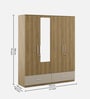 Diago 3 Door Wardrobe In Natural Teak Finish With Mirror & Drawers