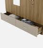 Diago 3 Door Wardrobe In Natural Teak Finish With Mirror & Drawers