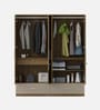 Diago 3 Door Wardrobe In Natural Teak Finish With Mirror & Drawers