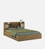 Diago King Size Bed In Natural Teak Finish With Box Storage