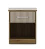 Diago Night Stand In Natural Teak Finish With Printed Flute