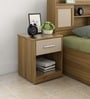 Diago Night Stand In Natural Teak Finish With Printed Flute