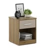 Diago Night Stand In Natural Teak Finish With Printed Flute