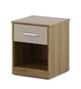 Diago Night Stand In Natural Teak Finish With Printed Flute
