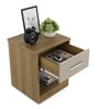 Diago Night Stand In Natural Teak Finish With Printed Flute