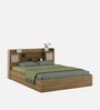 Diago Queen Size Bed In Natural Teak Finish With Box Storage