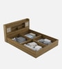 Diago Queen Size Bed In Natural Teak Finish With Box Storage
