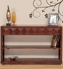 Diamond Sheesham Wood Console Table in Honey Natural Finish