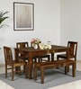 Diamond Sheesham Wood 6 Seater Dining Set With Bench  In Provincial Teak Finish