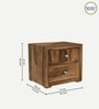 Diamond Sheesham Wood Bedside Table In Scratch Resistant Rustic Teak Finish With Drawers