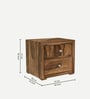 Diamond Sheesham Wood Bedside Table In Scratch Resistant Rustic Teak Finish With Drawers
