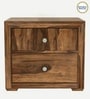 Diamond Sheesham Wood Bedside Table In Scratch Resistant Rustic Teak Finish With Drawers