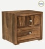 Diamond Sheesham Wood Bedside Table In Scratch Resistant Rustic Teak Finish With Drawers