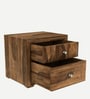 Diamond Sheesham Wood Bedside Table In Scratch Resistant Rustic Teak Finish With Drawers