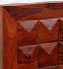 Diamond Sheesham Wood Queen Size Bed in Honey Natural Finish with Hydraulic Storage