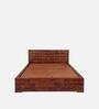 Diamond Sheesham Wood Queen Size Bed in Honey Natural Finish with Hydraulic Storage
